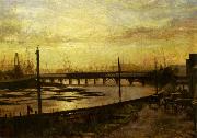 Frederick Mccubbin Falls Bridge, Melbourne oil on canvas